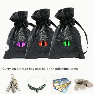 Dragon Eye Travel Dice Bags 3 pc PU Leather Black Bag NWT